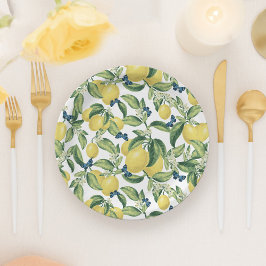 Lemon Botanical Blue Butterfells Pappteller