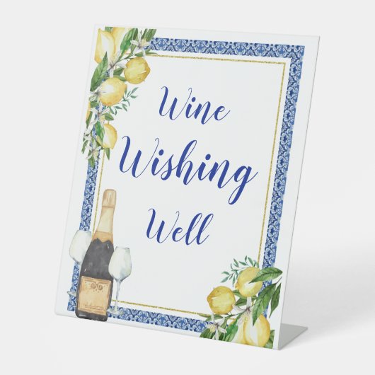 Lemon Botanical Blue Tile Wishing Well Sockelschild (Vorderseite)