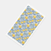 Lemon Botanical Blue und Yellow Summer Print Serviette (Ecke)