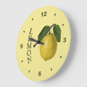 Lemon~Botanical Clock~Kitchen~Any Farbhintergrund Große Wanduhr (Winkel)