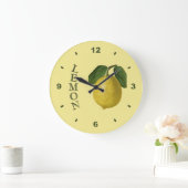 Lemon~Botanical Clock~Kitchen~Any Farbhintergrund Große Wanduhr (Zuhause)