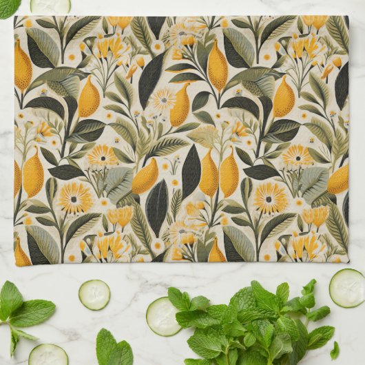 Lemon Botanical Grove Geschirrtuch (Gefaltet)