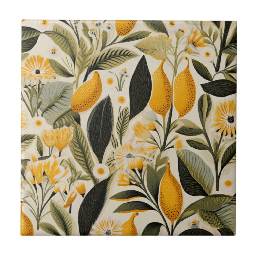 Lemon Botanical Grove Seamless Fliese (Vorderseite)