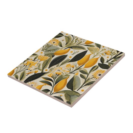 Lemon Botanical Grove Seamless Fliese (Seite)