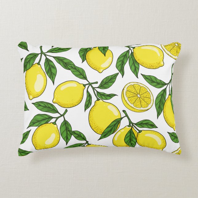 Lemon Botanical Seamless - Hand gezogen Dekokissen (Vorderseite)