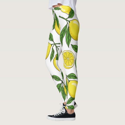 Lemon Botanical Seamless - Hand gezogen Leggings (Links)