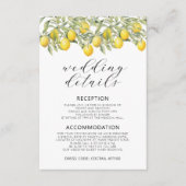 Lemon Botanical Wedding Details Cards Begleitkarte (Vorderseite)