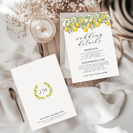 Lemon Botanical Wedding Details Cards Begleitkarte