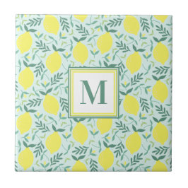 Lemon botanische Monogramm-Keramik Fliese