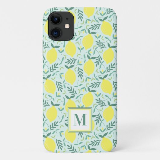 Lemon botanisches Monogramm Muster Case-Mate iPhon iPhone Hülle (Rückseite)