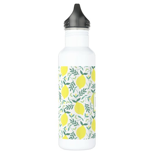 Lemon botanisches Monogramm-Muster Edelstahlflasche (Links)