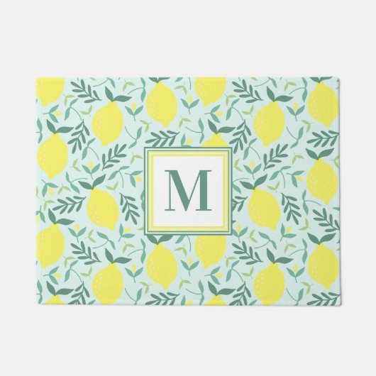 Lemon botanisches Monogramm-Muster Fußmatte (Vorderseite)