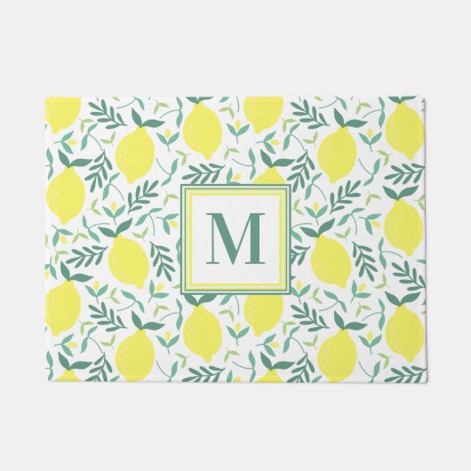 Lemon-botanisches Monogramm-Muster Fußmatte (Vorderseite)