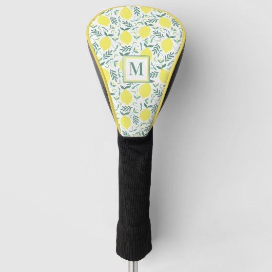 Lemon-botanisches Monogramm-Muster Golf Headcover (Vorderseite)