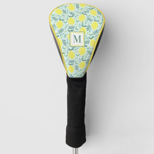 Lemon-botanisches Monogramm-Muster Golf Headcover (Vorderseite)