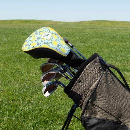 Lemon-botanisches Monogramm-Muster Golf Headcover (In SItu)