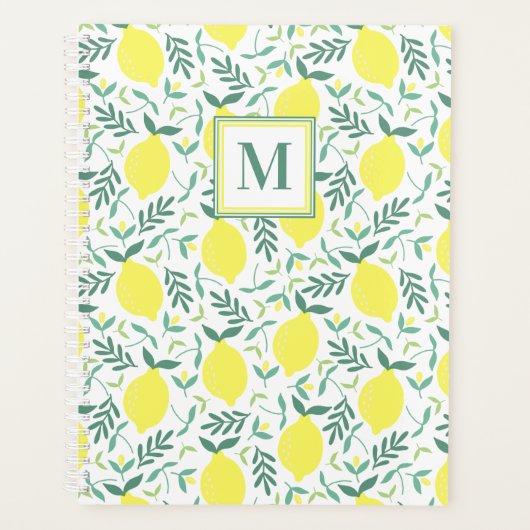 Lemon botanisches Monogramm-Muster Planer (Vorderseite)