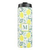 Lemon botanisches Monogramm-Muster Thermosbecher (Vorderseite)