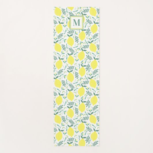 Lemon-botanisches Monogramm-Muster Yogamatte (Vorderseite)