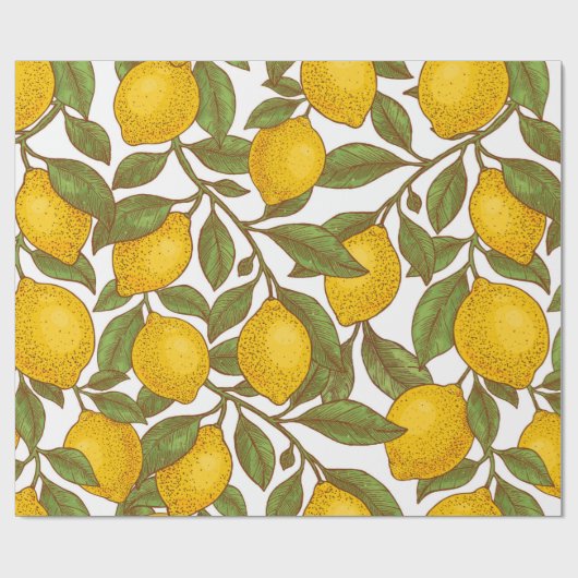 Lemon botanisches nahtloses Muster Geschenkpapier (Flach)