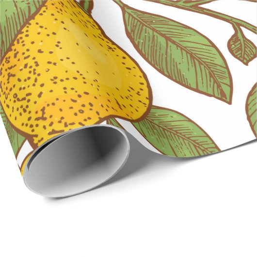 Lemon botanisches nahtloses Muster Geschenkpapier (Rolleneckpunkt)