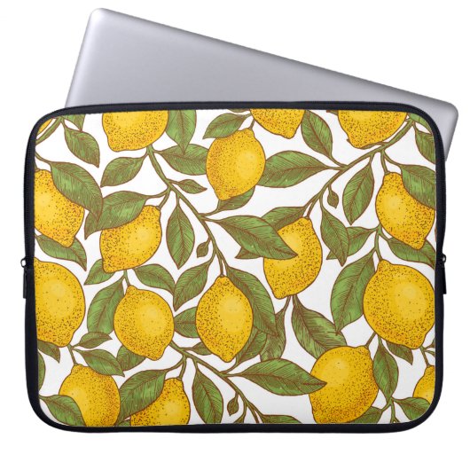 Lemon botanisches nahtloses Muster Laptopschutzhülle (Vorderseite)