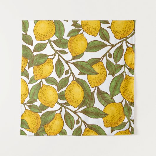 Lemon botanisches nahtloses Muster Wandteppich (Vorderseite)