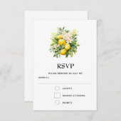 Lemon Bouquet mit einer Hochzeit mit weißen Blüten RSVP Karte (Vorne/Hinten)