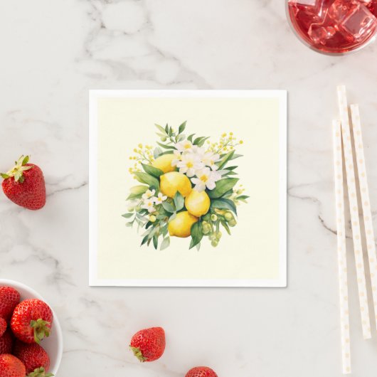 Lemon Bouquet mit weißen Blüten Serviette (Beispiel)