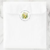 Lemon Bouquet with White Blossoms - Address Runder Aufkleber (Tasche)