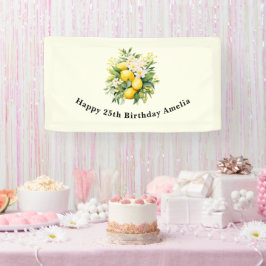 Lemon Bouquet with White Blossoms Birthday Banner