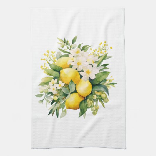 Lemon Bouquet with White Blossoms Geschirrtuch (Vertikal)