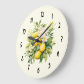 Lemon Bouquet with White Blossoms Große Wanduhr (Winkel)
