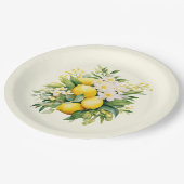 Lemon Bouquet with White Blossoms Pappteller (Schrägansicht)