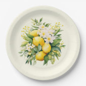 Lemon Bouquet with White Blossoms Pappteller (Vorderseite)