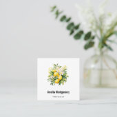 Lemon Bouquet with White Blossoms Quadratische Visitenkarte (Stehend Vorderseite)