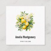 Lemon Bouquet with White Blossoms Quadratische Visitenkarte (Vorderseite)