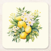 Lemon Bouquet with White Blossoms Rechteckiger Pappuntersetzer (Vorderseite)