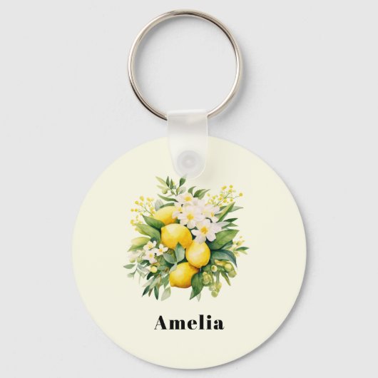 Lemon Bouquet with White Blossoms Schlüsselanhänger (Vorderseite)