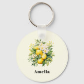 Lemon Bouquet with White Blossoms Schlüsselanhänger (Rückseite)