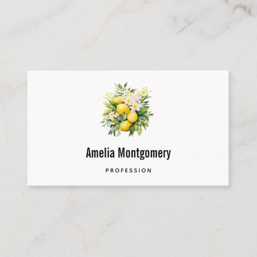 Lemon Bouquet with White Blossoms Visitenkarte (Vorderseite)