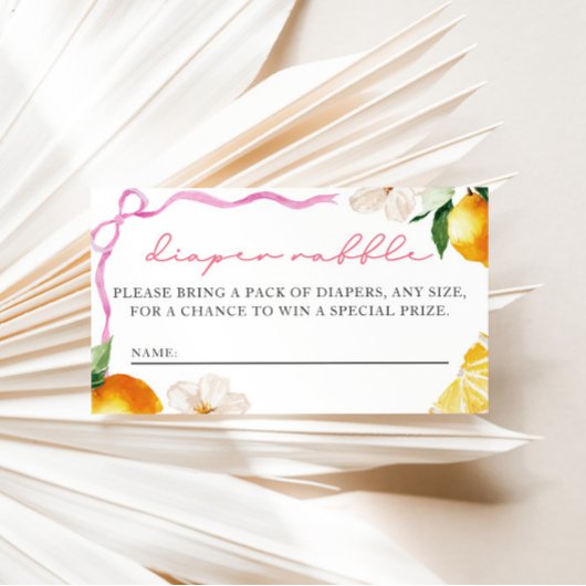 Lemon & Bows Baby Shower Diaper Raffle Entry  Begleitkarte