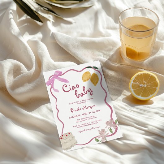 Lemon Bows Girls Babydusche Einladung