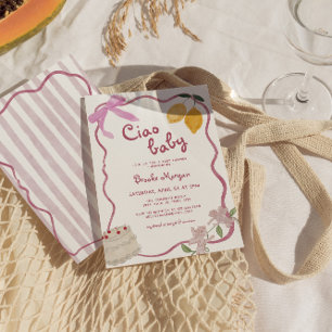 Lemon Bows Girls Babydusche Einladung