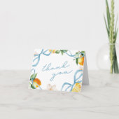 Lemon & Bows Whimsical Boys Baby Shower Dankeskarte (Vorderseite)