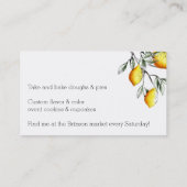 lemon branch bakery chef catering business card visitenkarte (Rückseite)