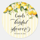 Lemon Branch Mediterranean Summer Brautparty Runder Aufkleber (Vorderseite)