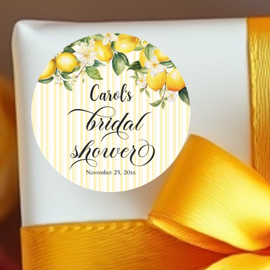 Lemon Branch Mediterranean Summer Brautparty Runder Aufkleber