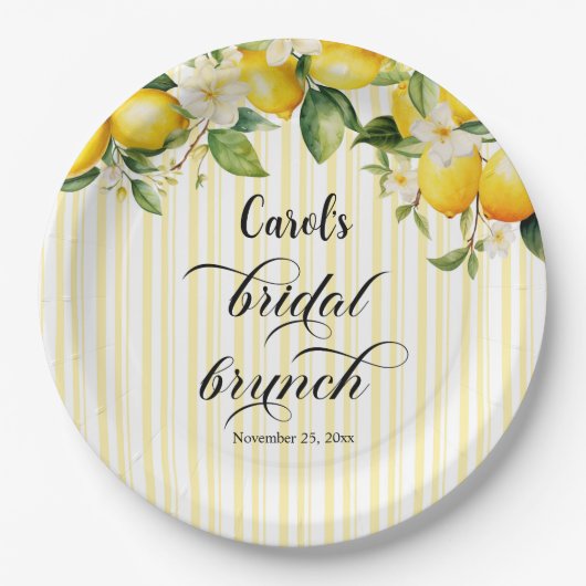 Lemon Branch Mediterranean Summer Bridal Brunch Pappteller (Vorderseite)