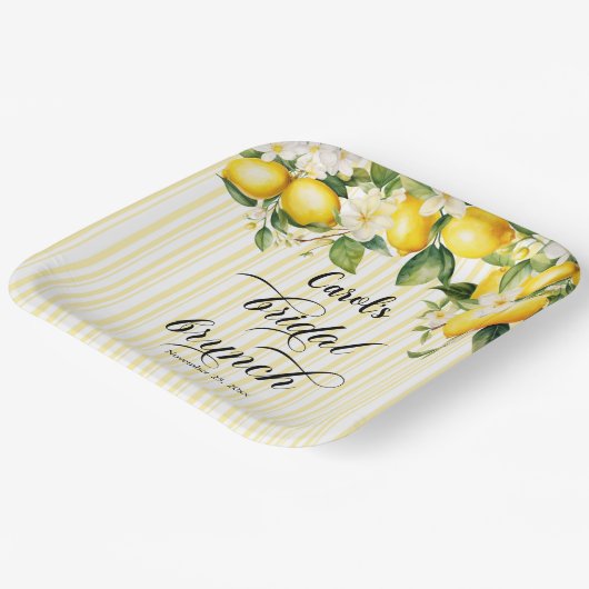 Lemon Branch Mediterranean Summer Bridal Brunch Pappteller (Gewinkelt)